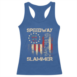 Speedway Slammer 2025 Racerback Tank Top We The People Patriotic Distressed American Flag TS02 Royal Blue Print Your Wear