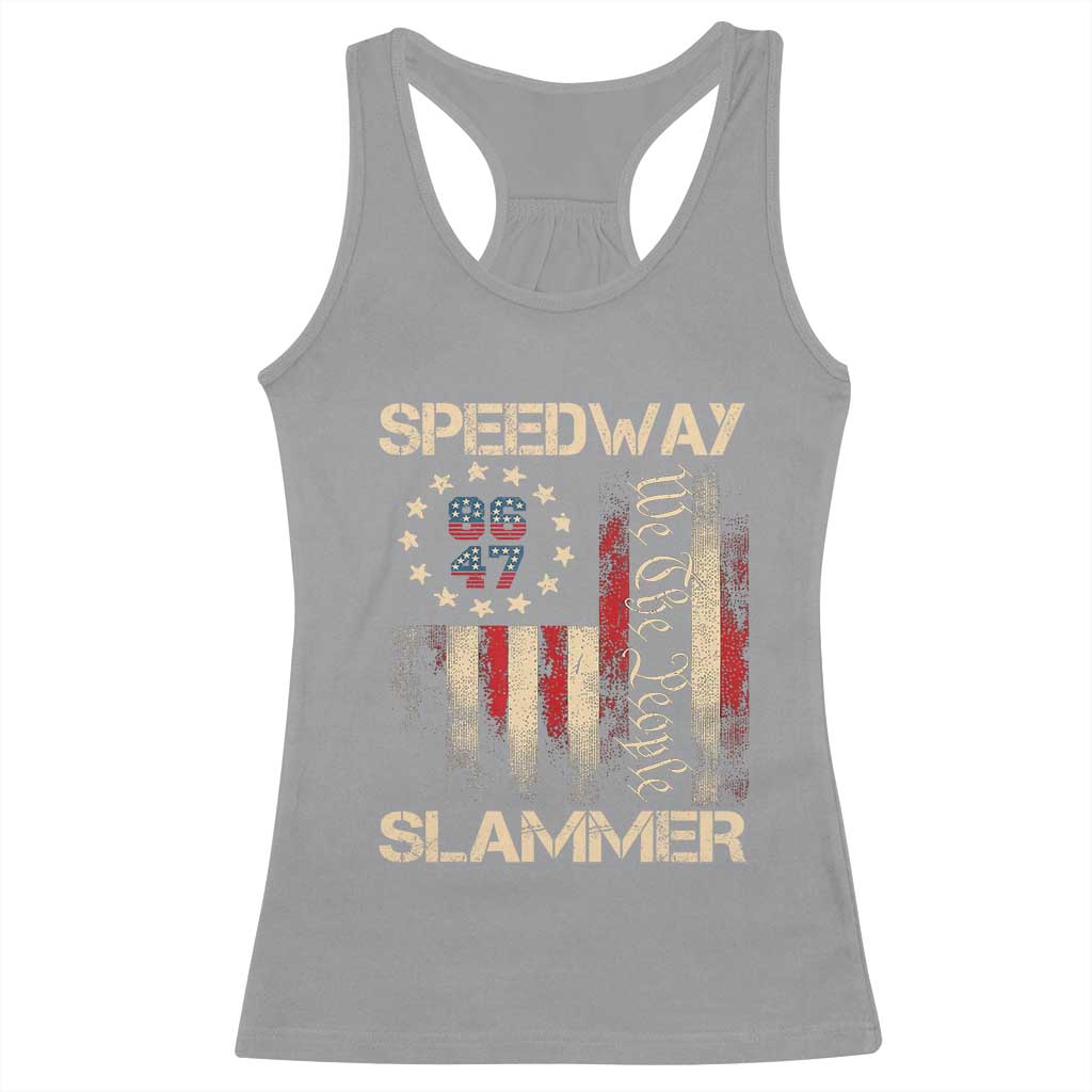 Speedway Slammer 2025 Racerback Tank Top We The People Patriotic Distressed American Flag TS02 Sport Gray Print Your Wear