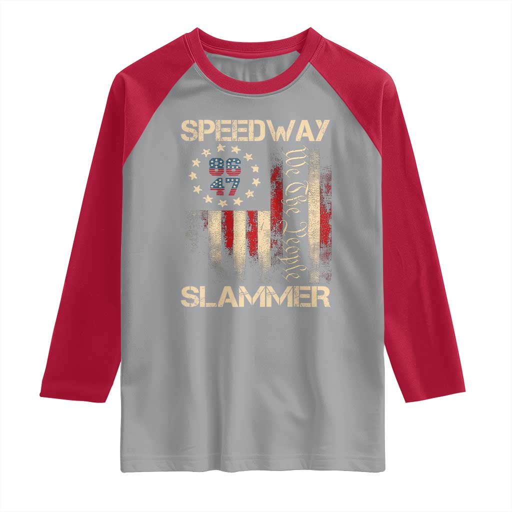 Speedway Slammer 2025 Raglan Shirt We The People Patriotic Distressed American Flag TS02 Sport Gray Red Print Your Wear