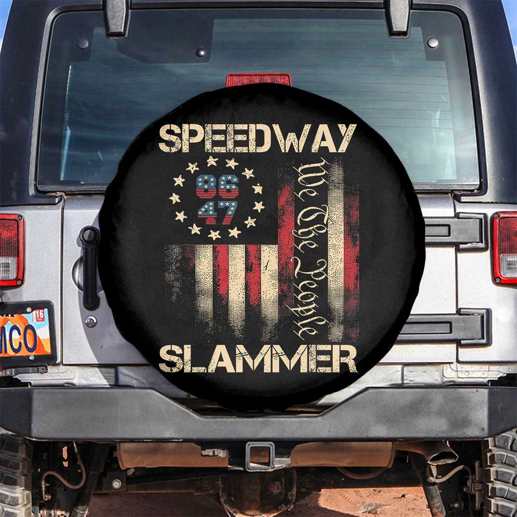 Speedway Slammer 2025 Spare Tire Cover We The People Patriotic Distressed American Flag TS02 No hole Black Print Your Wear