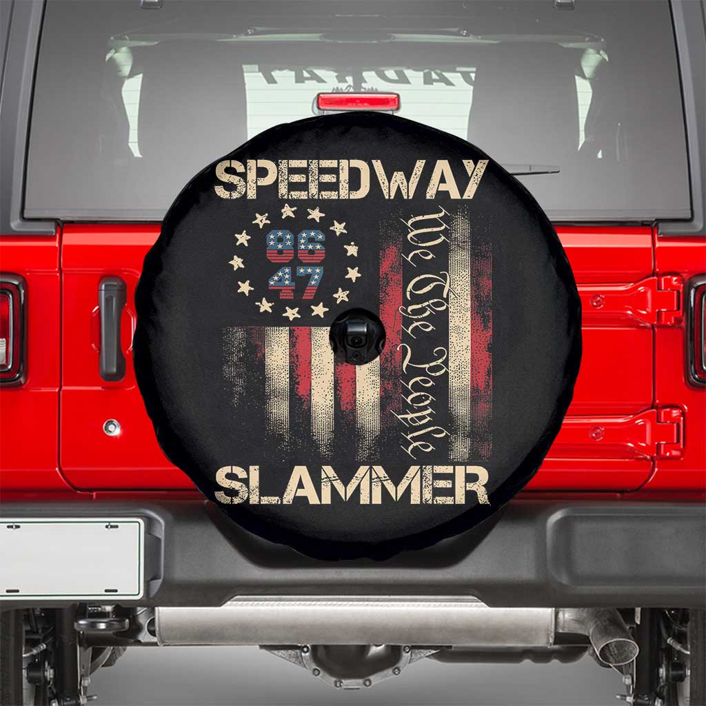 Speedway Slammer 2025 Spare Tire Cover We The People Patriotic Distressed American Flag TS02 Black Print Your Wear