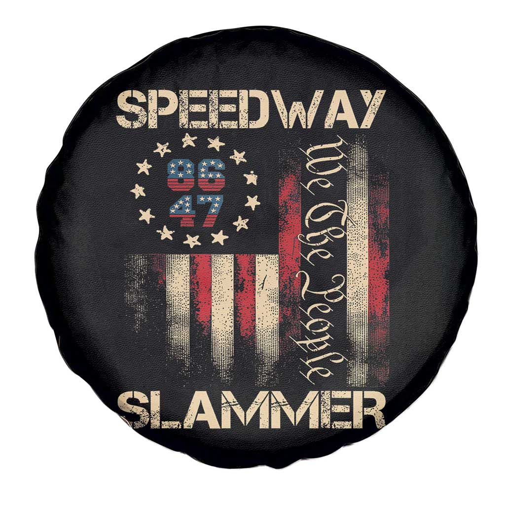 Speedway Slammer 2025 Spare Tire Cover We The People Patriotic Distressed American Flag TS02 Print Your Wear