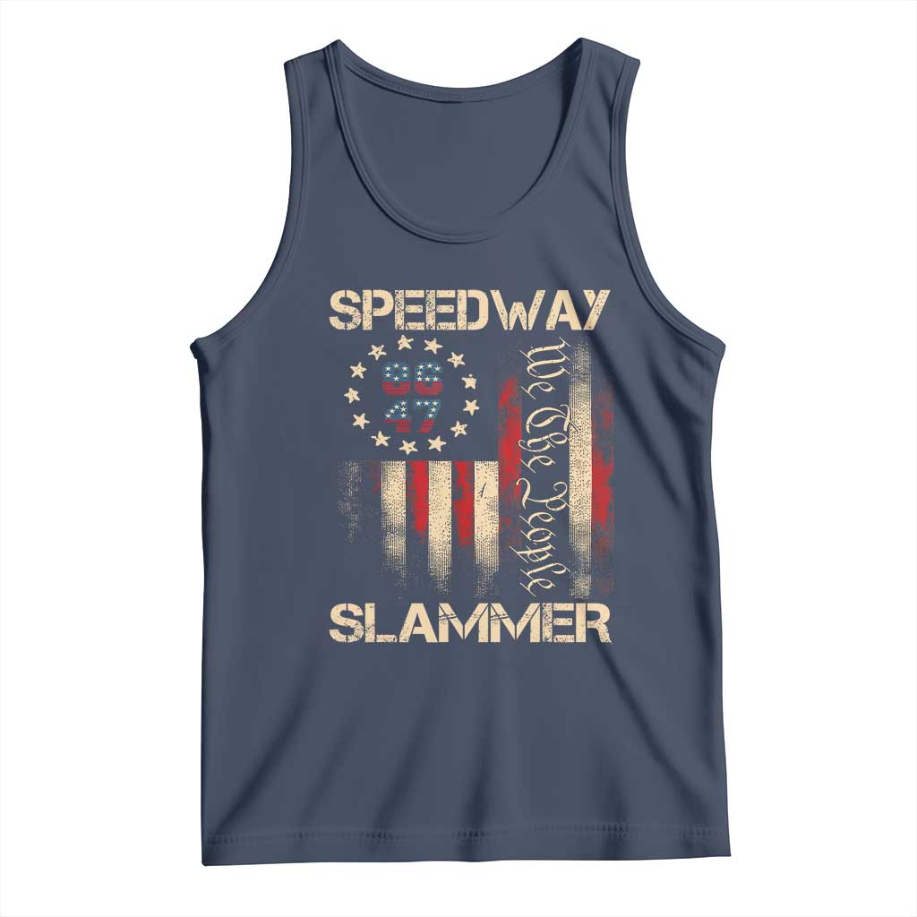Speedway Slammer 2025 Tank Top We The People Patriotic Distressed American Flag TS02 Navy Print Your Wear