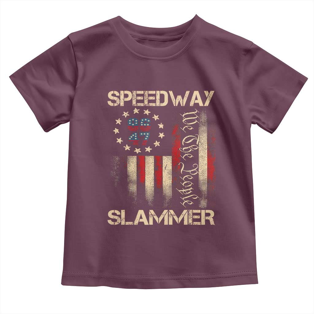 Speedway Slammer 2025 Toddler T Shirt We The People Patriotic Distressed American Flag TS02 Maroon Print Your Wear