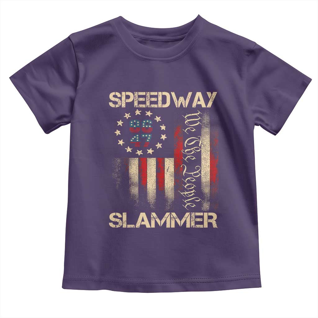 Speedway Slammer 2025 Toddler T Shirt We The People Patriotic Distressed American Flag TS02 Purple Print Your Wear