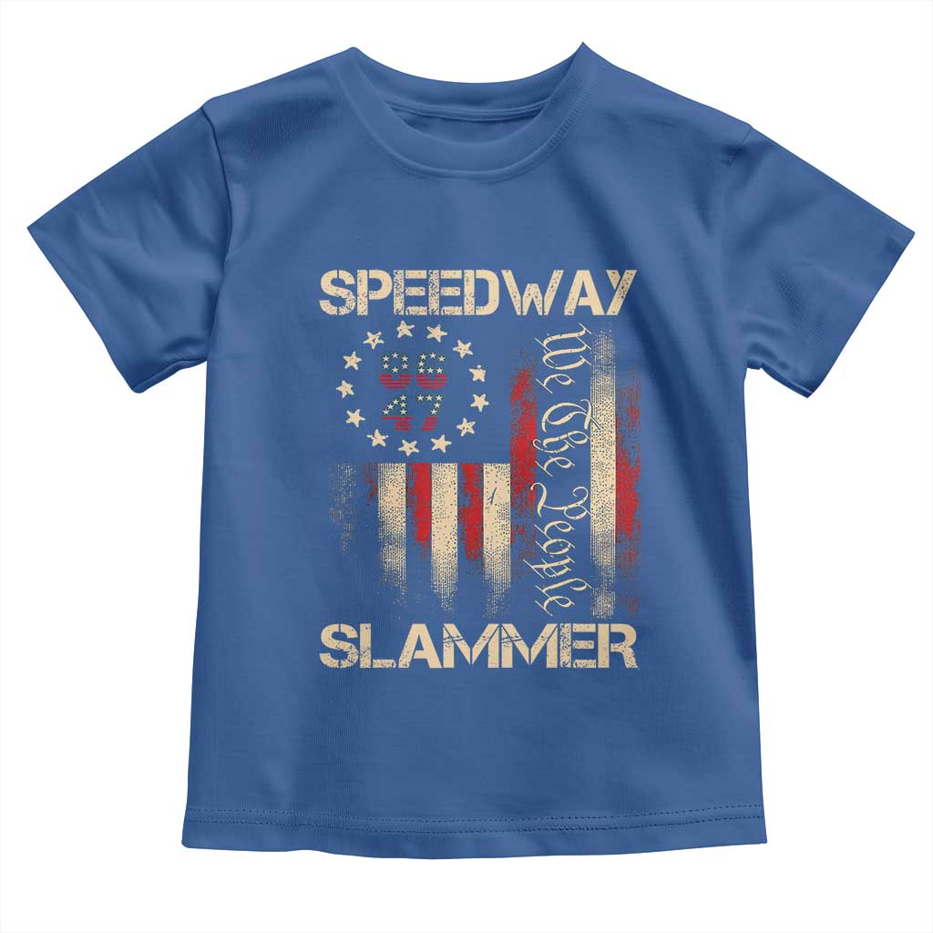 Speedway Slammer 2025 Toddler T Shirt We The People Patriotic Distressed American Flag TS02 Royal Blue Print Your Wear