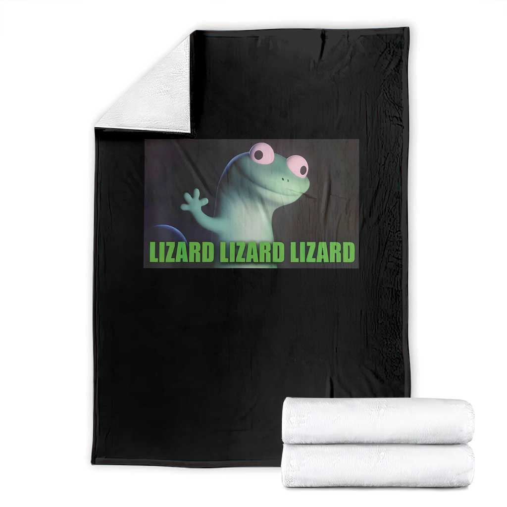 Funny Lizard Lizard Lizard Throw Blanket Weirdcore Gecko Meme TS02 Black Print Your Wear