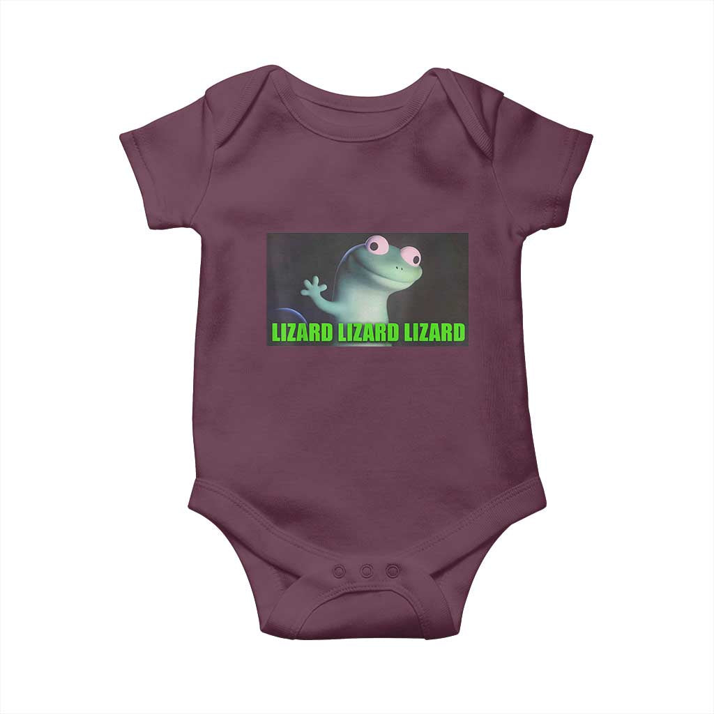Funny Lizard Lizard Lizard Baby Onesie Weirdcore Gecko Meme TS02 Maroon Print Your Wear