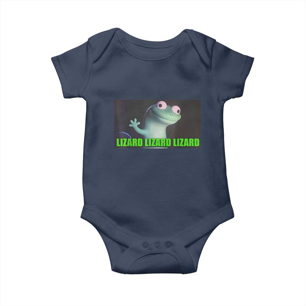 Funny Lizard Lizard Lizard Baby Onesie Weirdcore Gecko Meme TS02 Navy Print Your Wear
