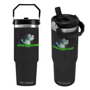 Funny Lizard Lizard Lizard Flip Straw Tumbler Weirdcore Gecko Meme TS02 One Size: 30 oz Black Print Your Wear