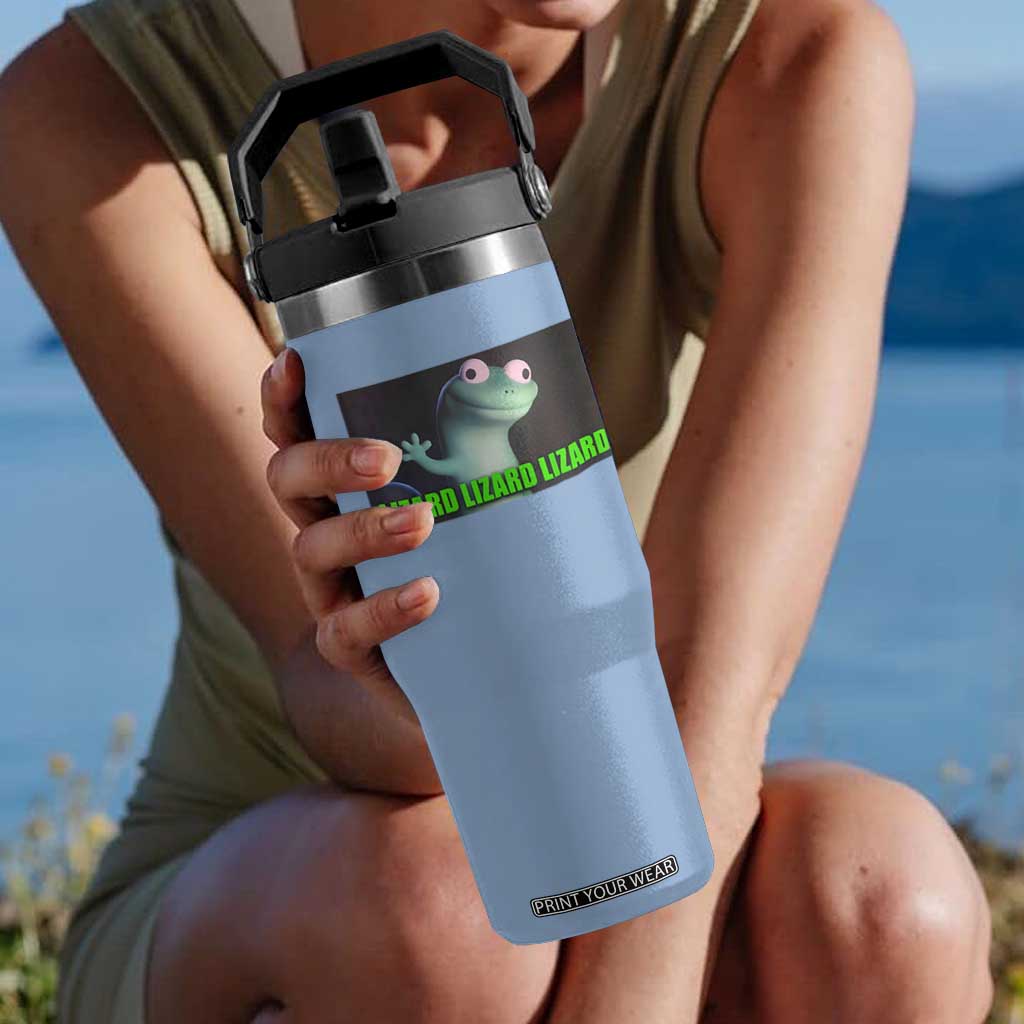 Funny Lizard Lizard Lizard Flip Straw Tumbler Weirdcore Gecko Meme TS02 One Size: 30 oz Light Blue Print Your Wear