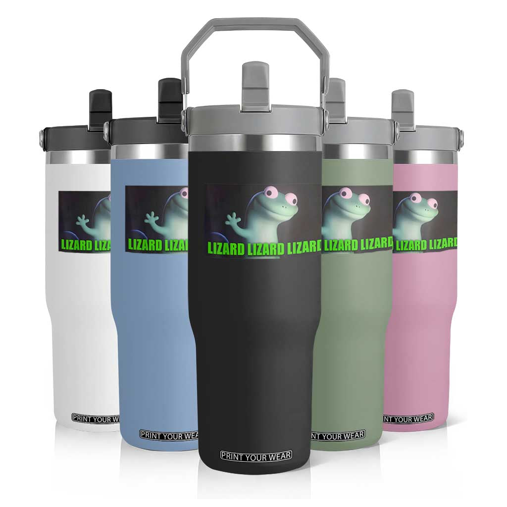 Funny Lizard Lizard Lizard Flip Straw Tumbler Weirdcore Gecko Meme TS02 Print Your Wear