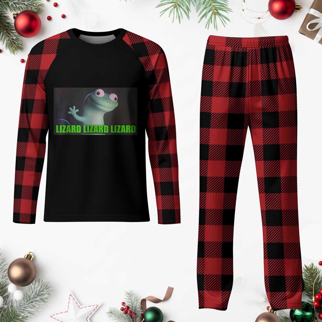 Funny Lizard Lizard Lizard Plaid Pajama Set Weirdcore Gecko Meme TS02 Buffalo Plaid Print Your Wear