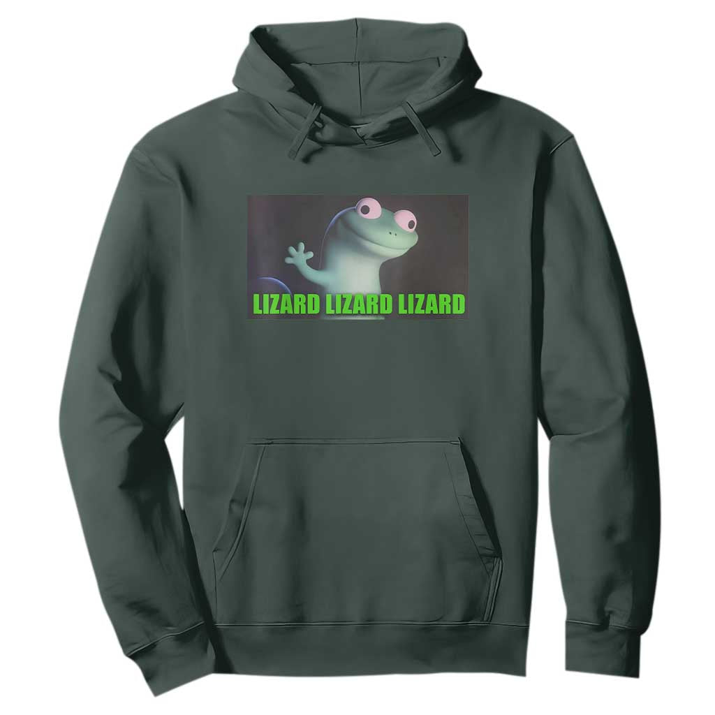 Funny Lizard Lizard Lizard Hoodie Weirdcore Gecko Meme TS02 Dark Forest Green Print Your Wear