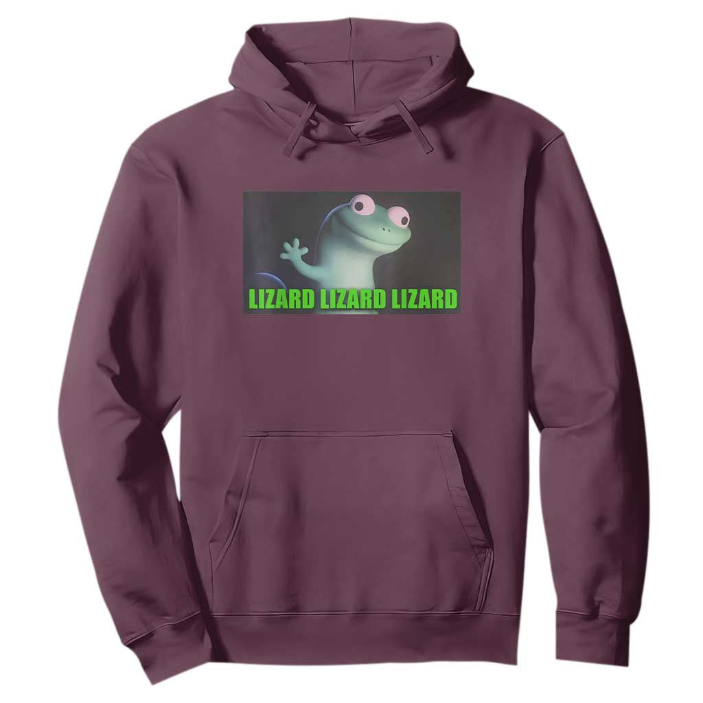 Funny Lizard Lizard Lizard Hoodie Weirdcore Gecko Meme TS02 Maroon Print Your Wear