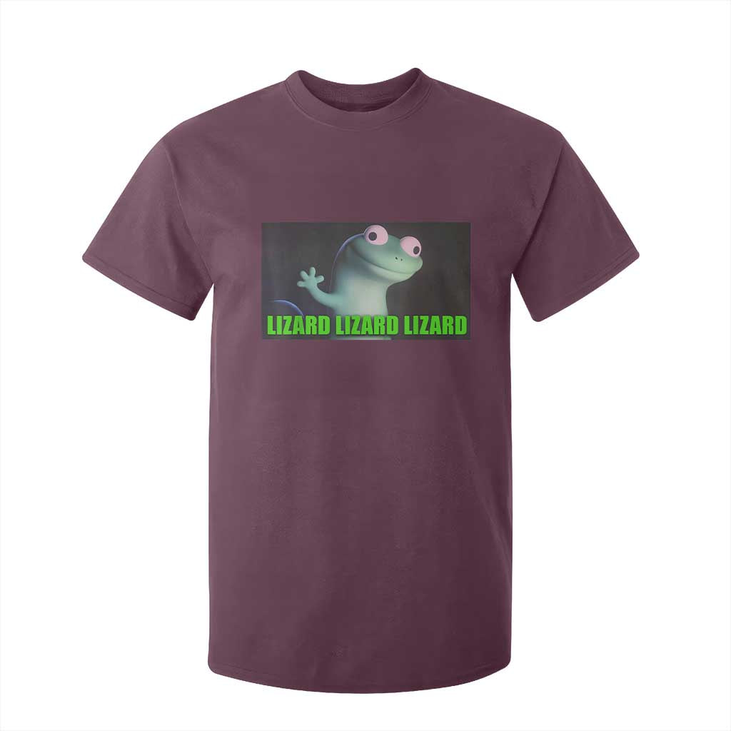 Funny Lizard Lizard Lizard T Shirt For Kid Weirdcore Gecko Meme TS02 Maroon Print Your Wear