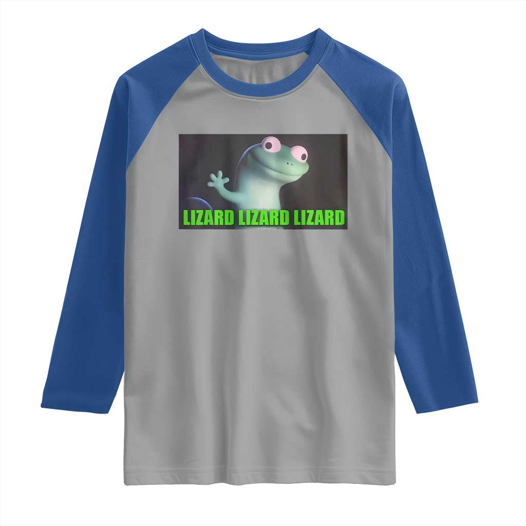 Funny Lizard Lizard Lizard Raglan Shirt Weirdcore Gecko Meme TS02 Sport Gray Royal Print Your Wear