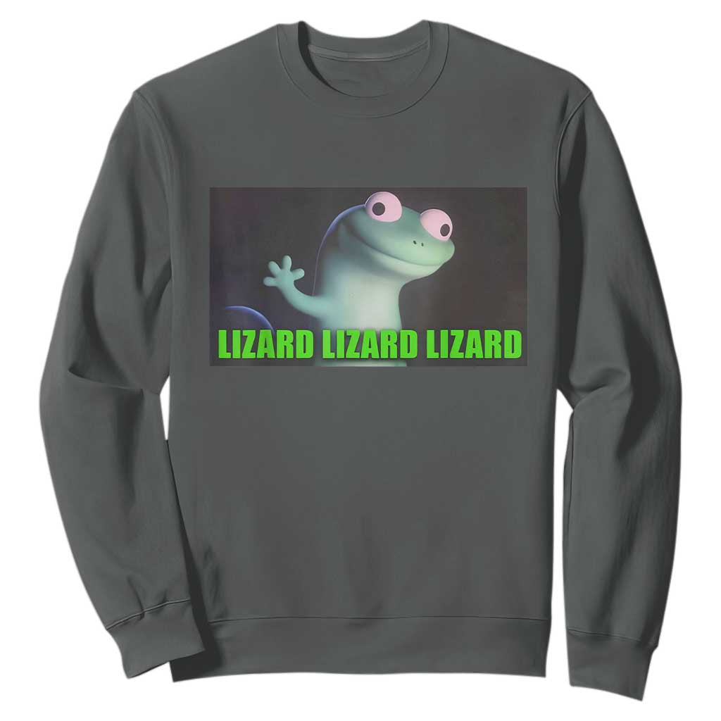 Funny Lizard Lizard Lizard Sweatshirt Weirdcore Gecko Meme TS02 Dark Heather Print Your Wear