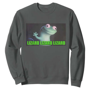 Funny Lizard Lizard Lizard Sweatshirt Weirdcore Gecko Meme TS02 Dark Heather Print Your Wear