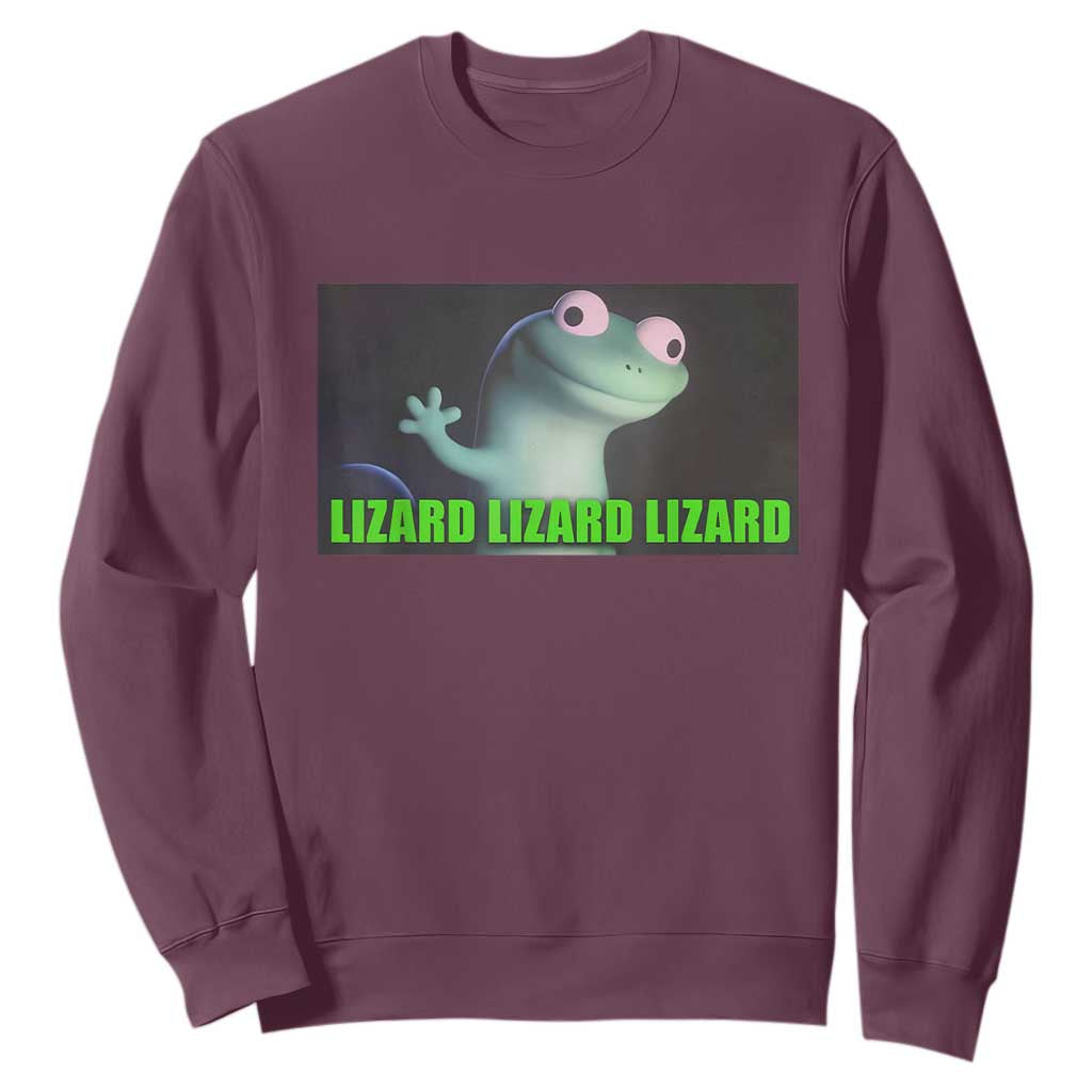 Funny Lizard Lizard Lizard Sweatshirt Weirdcore Gecko Meme TS02 Maroon Print Your Wear
