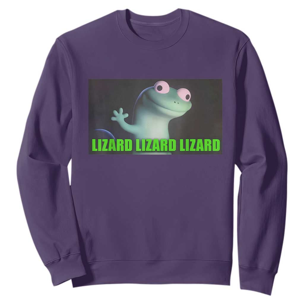 Funny Lizard Lizard Lizard Sweatshirt Weirdcore Gecko Meme TS02 Purple Print Your Wear