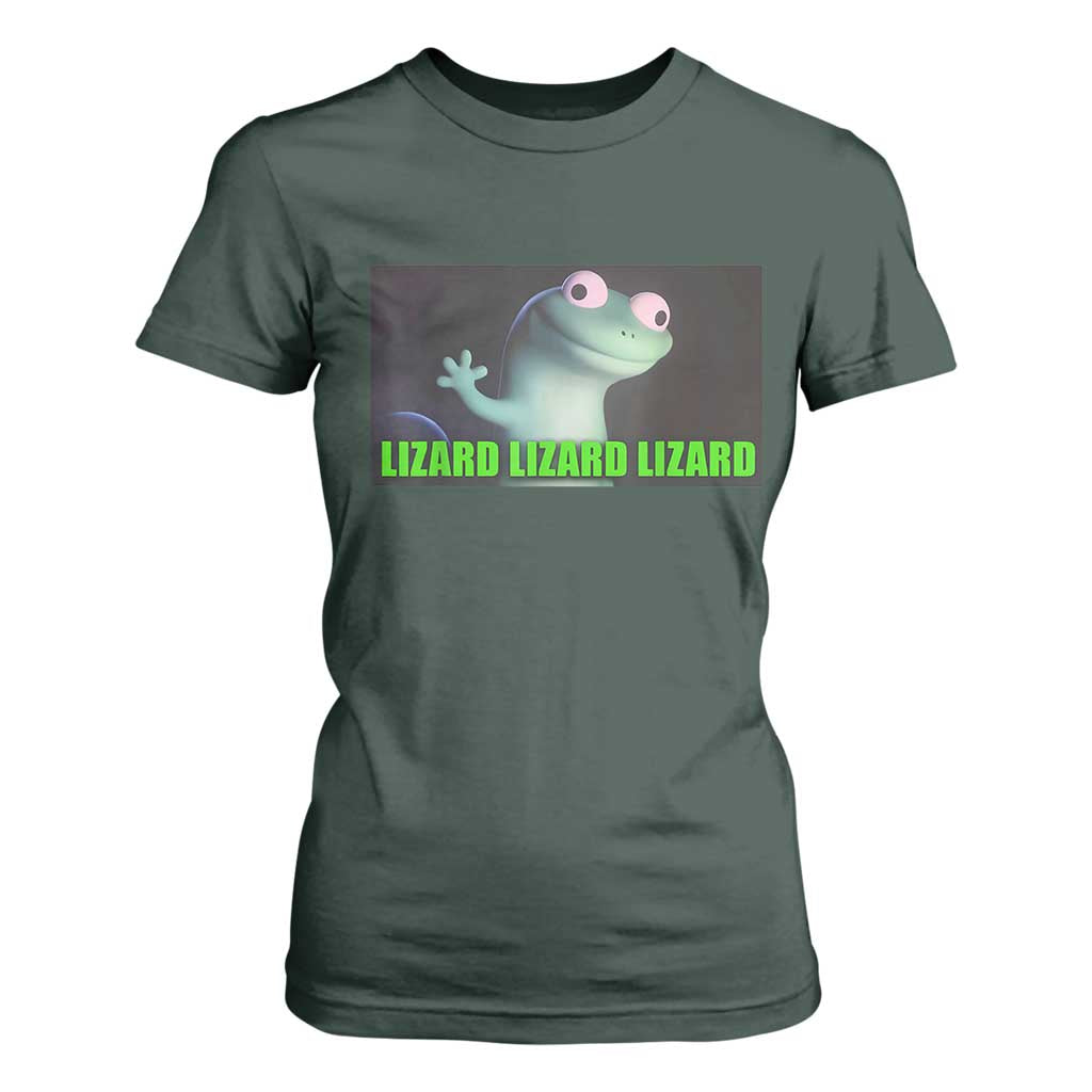 Funny Lizard Lizard Lizard T Shirt For Women Weirdcore Gecko Meme TS02 Dark Forest Green Print Your Wear