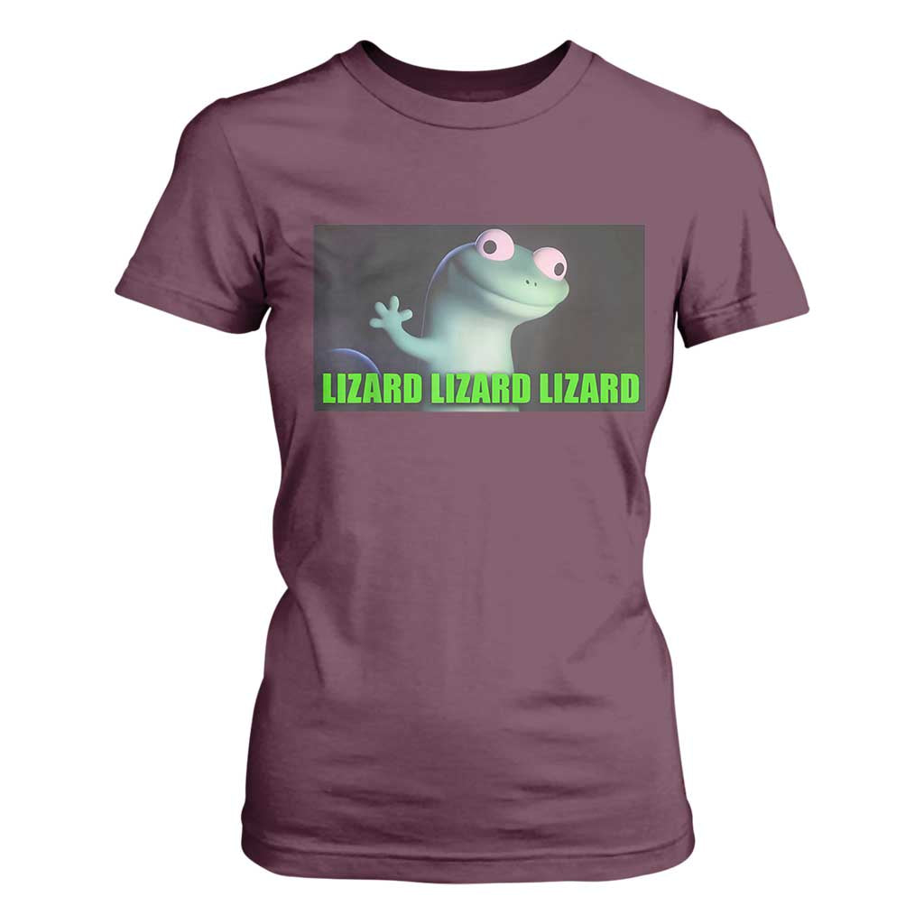 Funny Lizard Lizard Lizard T Shirt For Women Weirdcore Gecko Meme TS02 Maroon Print Your Wear