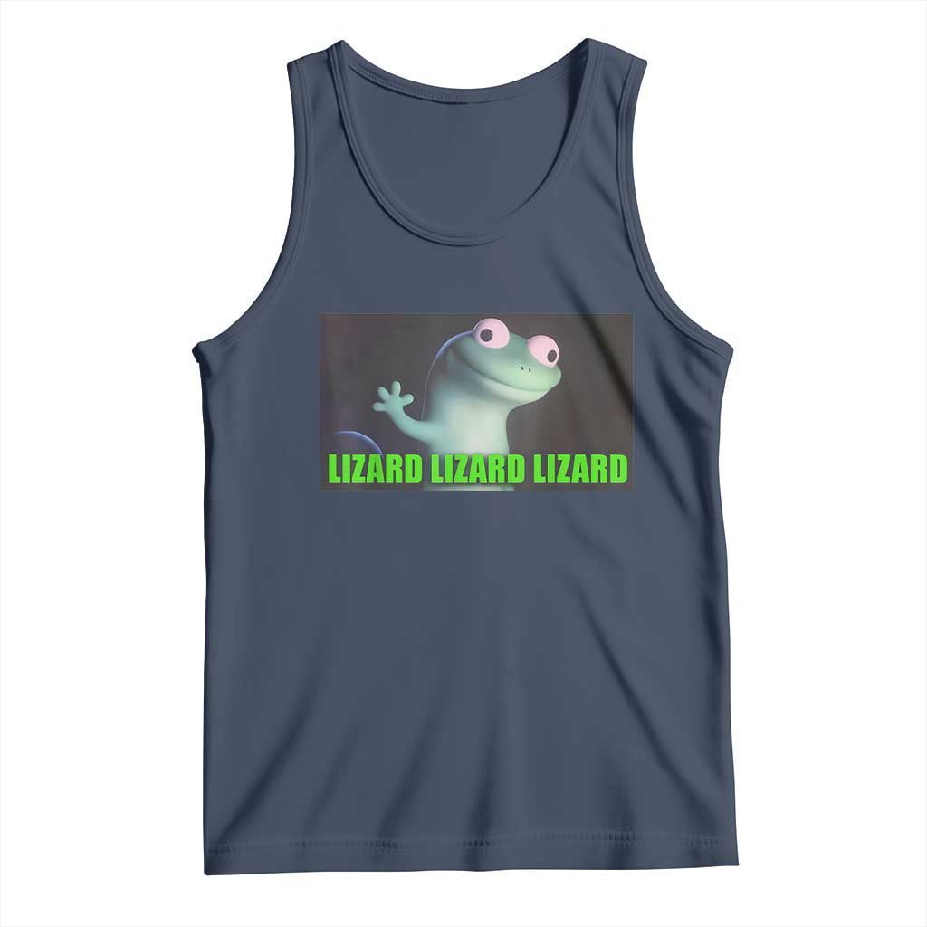 Funny Lizard Lizard Lizard Tank Top Weirdcore Gecko Meme TS02 Navy Print Your Wear