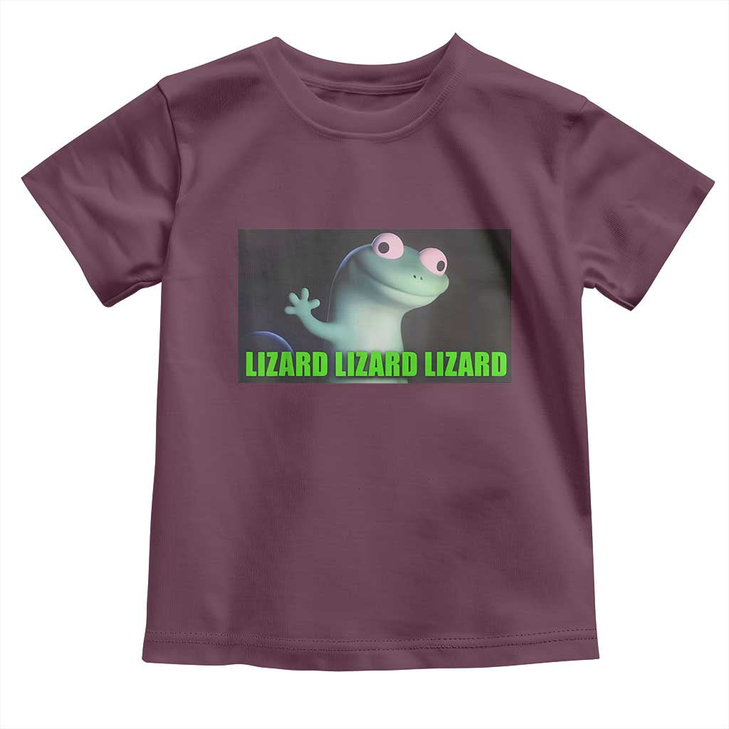 Funny Lizard Lizard Lizard Toddler T Shirt Weirdcore Gecko Meme TS02 Maroon Print Your Wear
