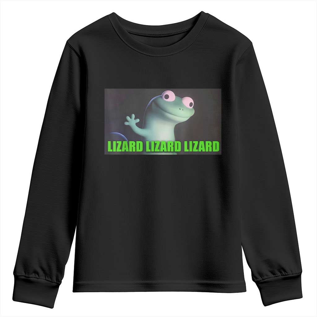 Funny Lizard Lizard Lizard Youth Sweatshirt Weirdcore Gecko Meme TS02 Black Print Your Wear