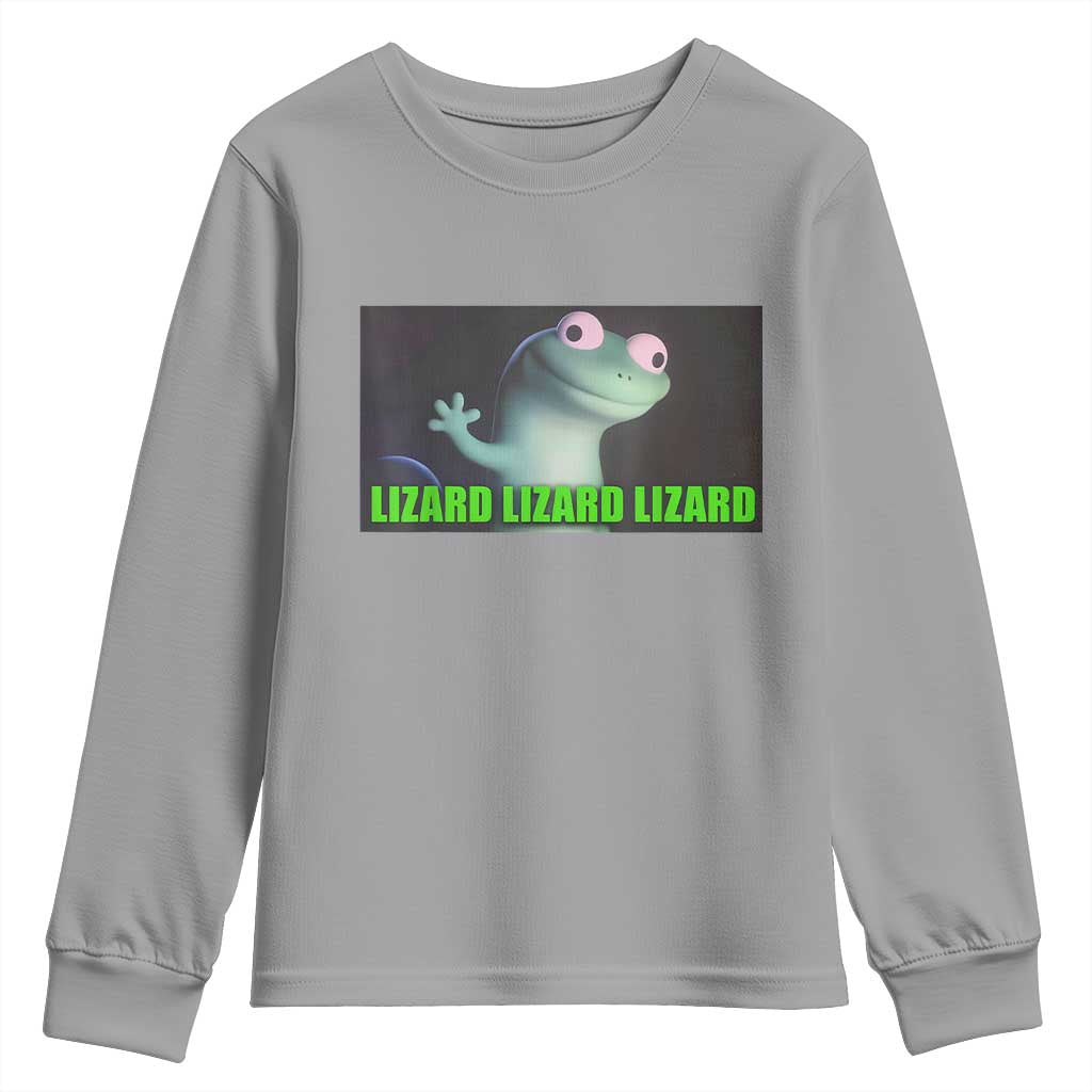 Funny Lizard Lizard Lizard Youth Sweatshirt Weirdcore Gecko Meme TS02 Sport Gray Print Your Wear