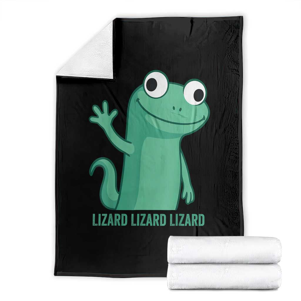 Funny Lizard Lizard Lizard Throw Blanket Cute Gecko Reptile Meme TS02 Black Print Your Wear