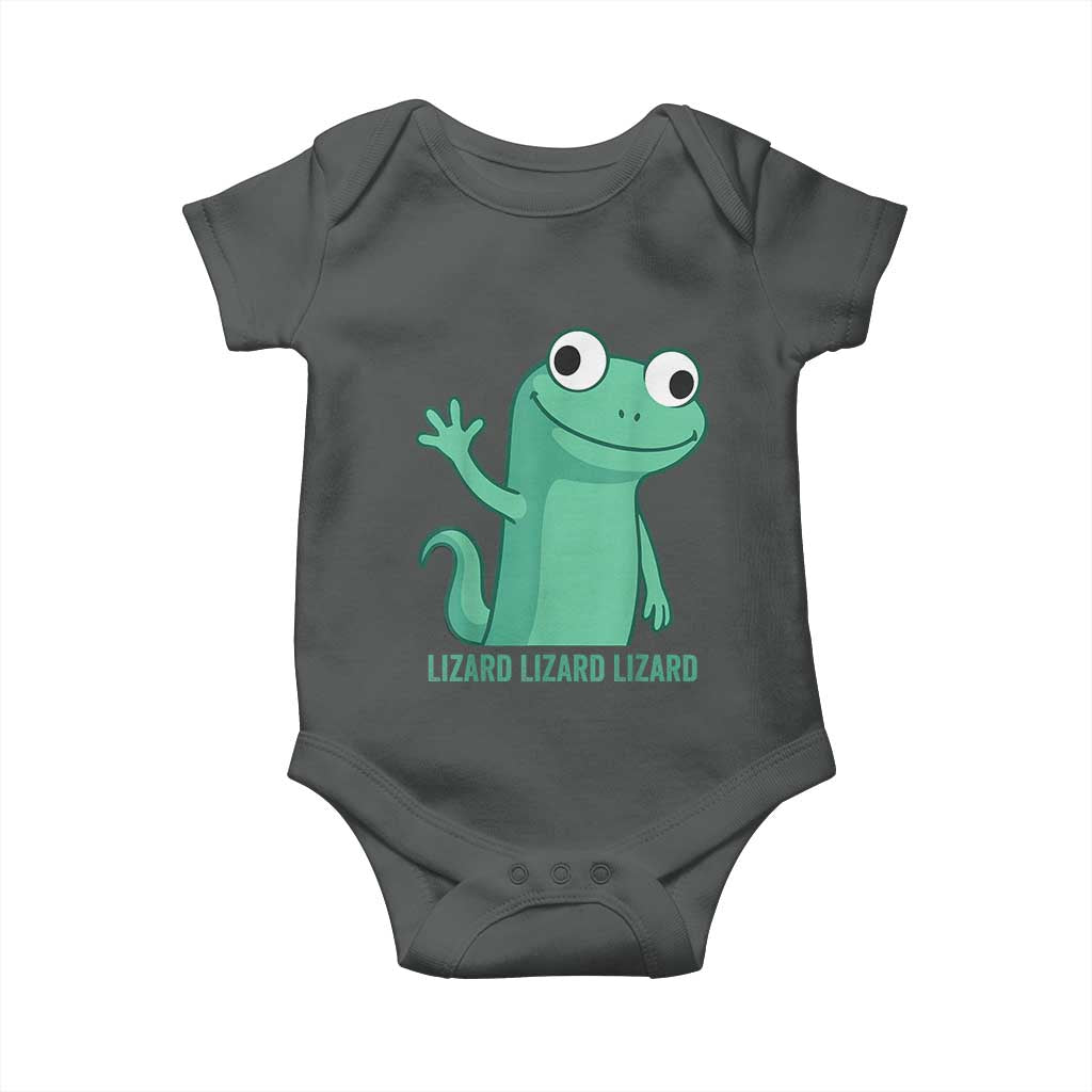 Funny Lizard Lizard Lizard Baby Onesie Cute Gecko Reptile Meme TS02 Dark Heather Print Your Wear