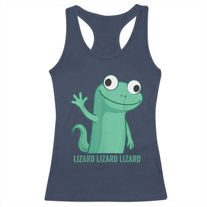 Funny Lizard Lizard Lizard Racerback Tank Top Cute Gecko Reptile Meme TS02 Navy Print Your Wear