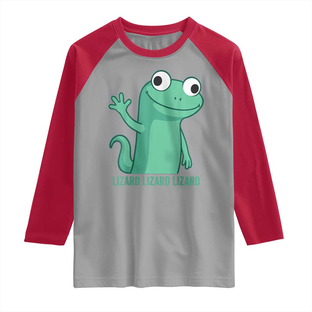 Funny Lizard Lizard Lizard Raglan Shirt Cute Gecko Reptile Meme TS02 Sport Gray Red Print Your Wear