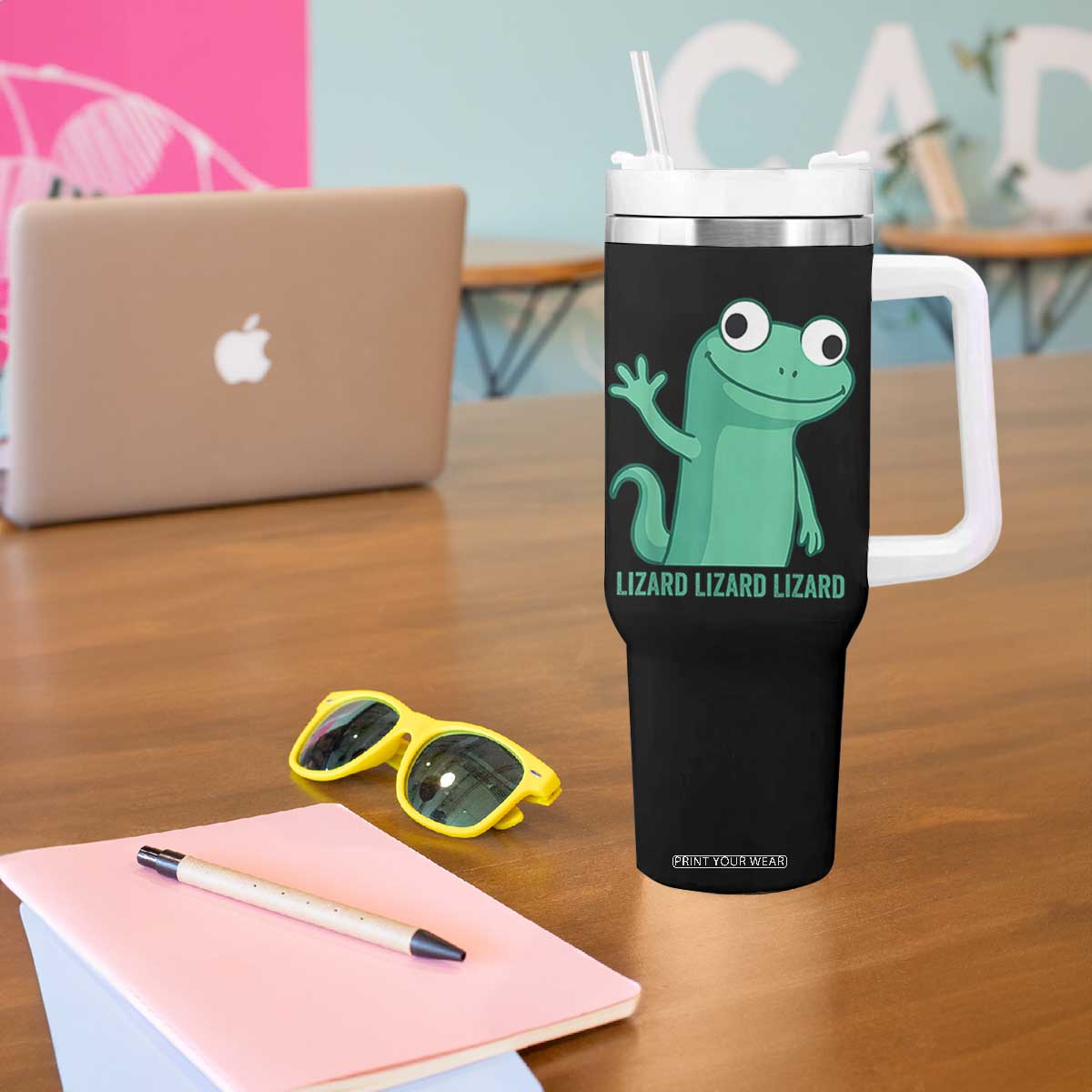 Funny Lizard Lizard Lizard Tumbler With Handle Cute Gecko Reptile Meme TS02 Print Your Wear