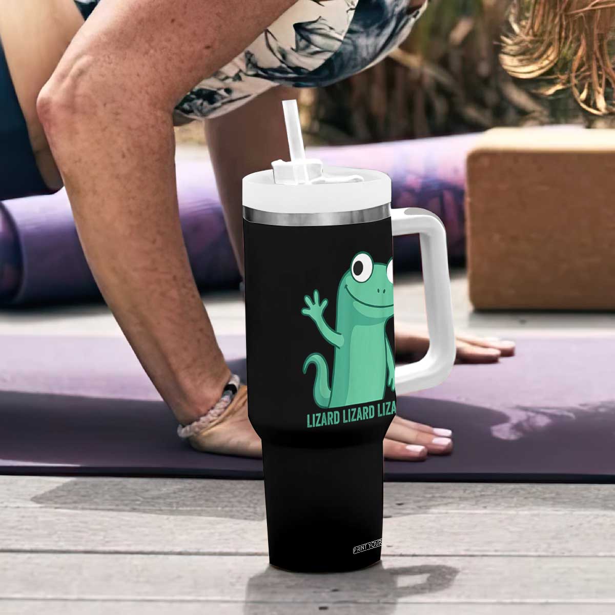 Funny Lizard Lizard Lizard Tumbler With Handle Cute Gecko Reptile Meme TS02 Print Your Wear