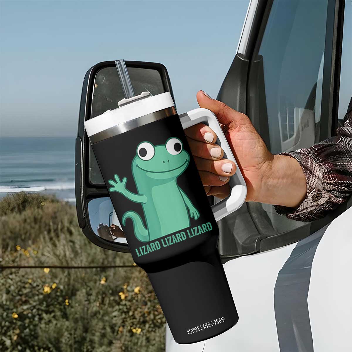 Funny Lizard Lizard Lizard Tumbler With Handle Cute Gecko Reptile Meme TS02 Print Your Wear