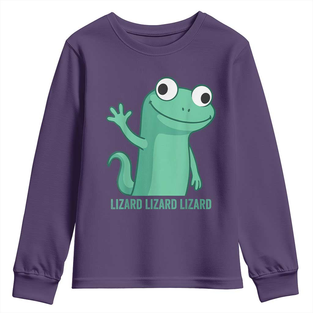 Funny Lizard Lizard Lizard Youth Sweatshirt Cute Gecko Reptile Meme TS02 Purple Print Your Wear