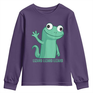 Funny Lizard Lizard Lizard Youth Sweatshirt Cute Gecko Reptile Meme TS02 Purple Print Your Wear