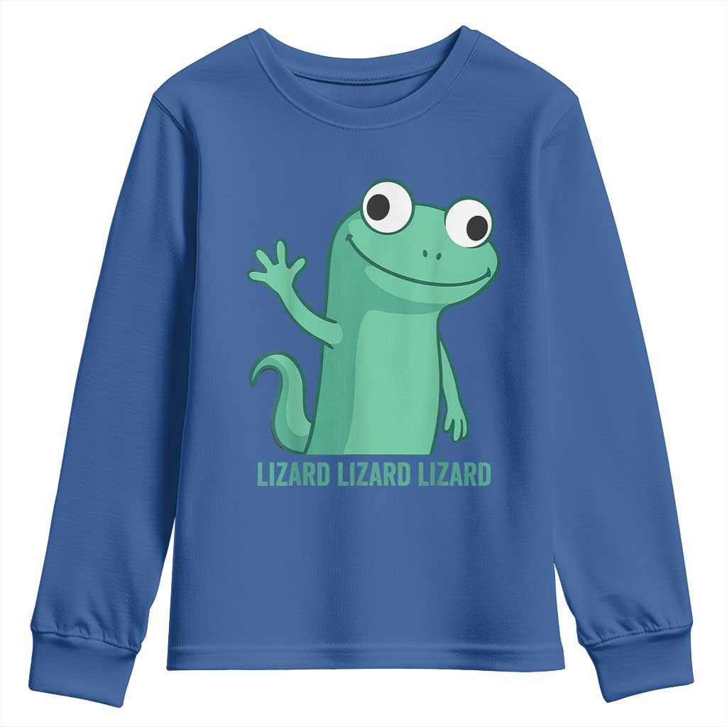 Funny Lizard Lizard Lizard Youth Sweatshirt Cute Gecko Reptile Meme TS02 Royal Blue Print Your Wear