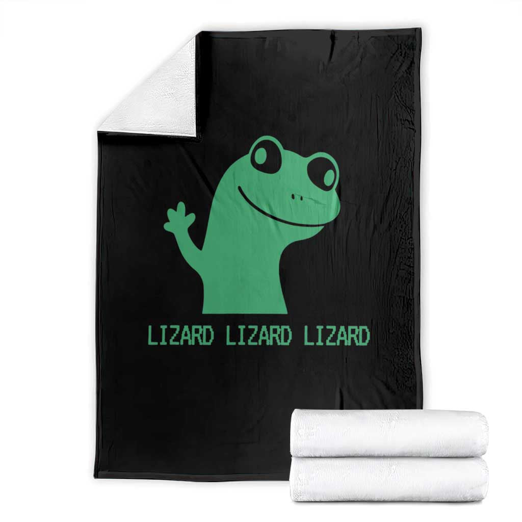 Funny Lizard Lizard Lizard Throw Blanket Weirdcore Gecko Reptile Meme TS02 Black Print Your Wear