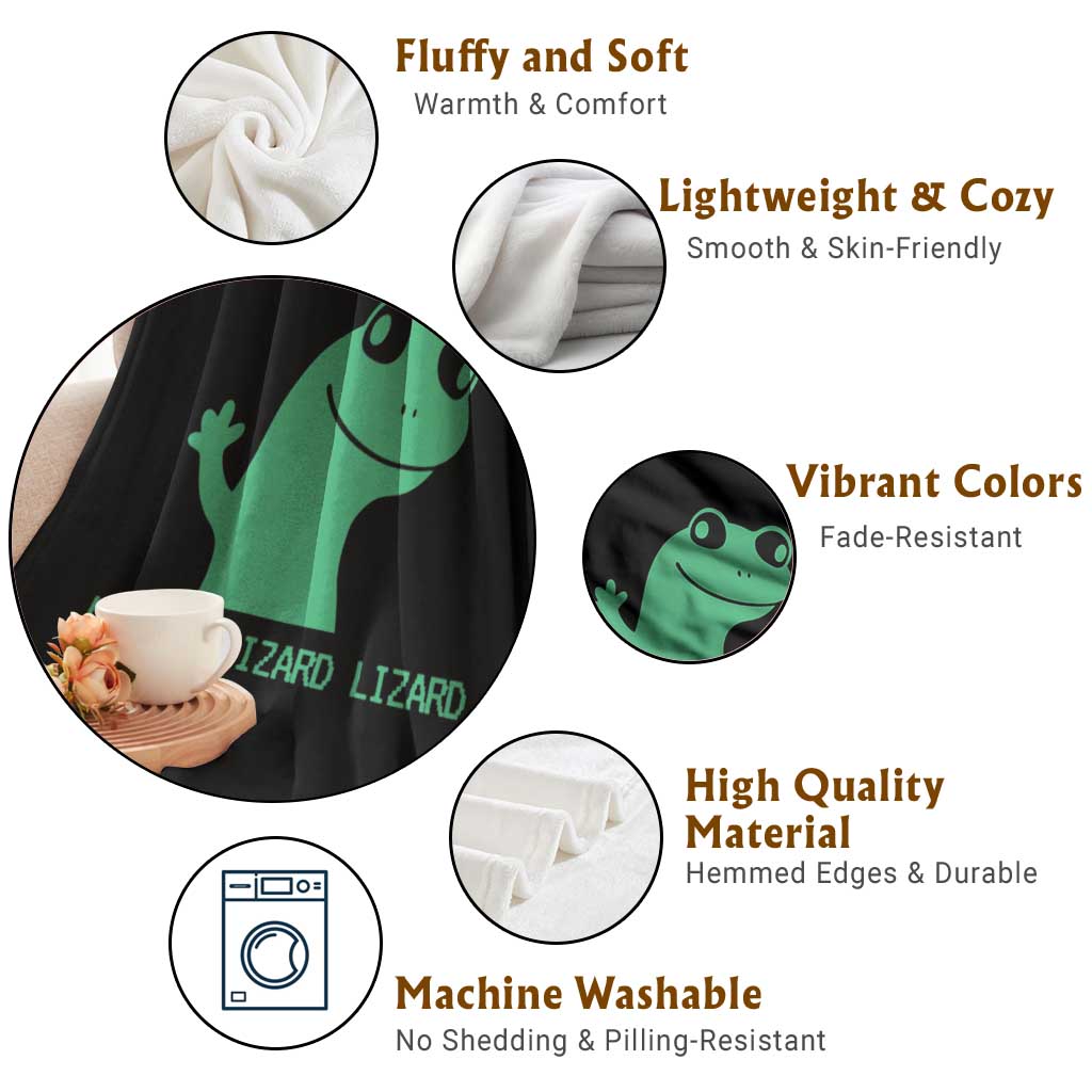 Funny Lizard Lizard Lizard Throw Blanket Weirdcore Gecko Reptile Meme TS02 Print Your Wear