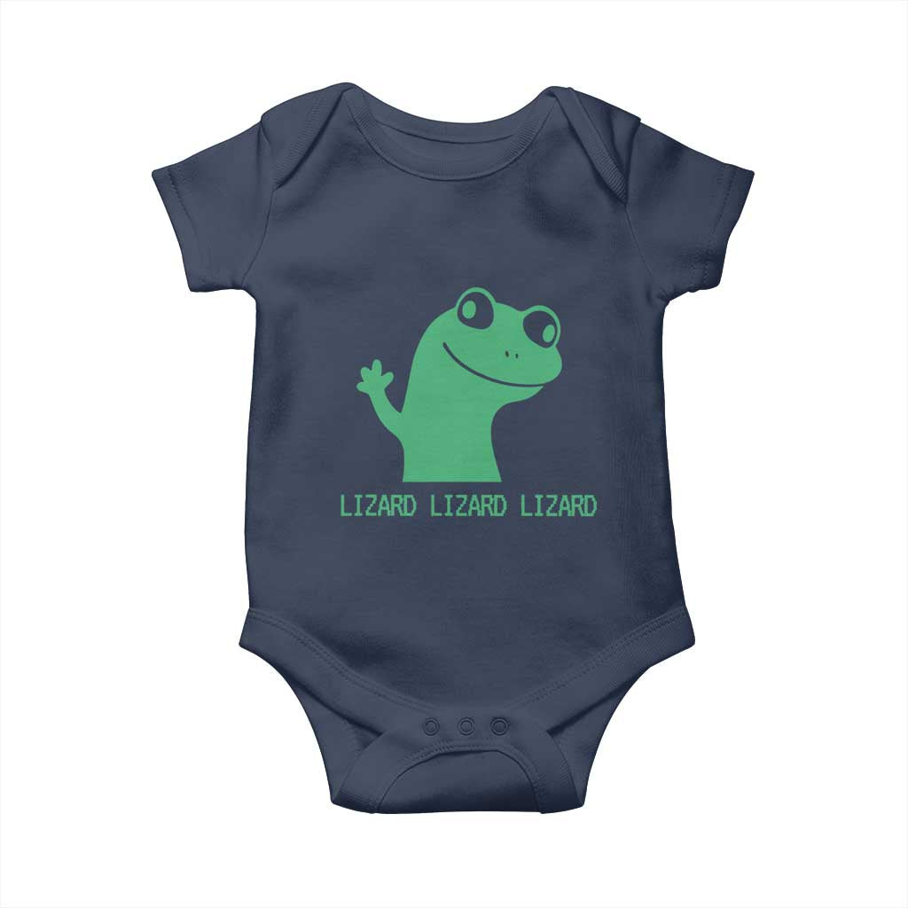 Funny Lizard Lizard Lizard Baby Onesie Weirdcore Gecko Reptile Meme TS02 Navy Print Your Wear