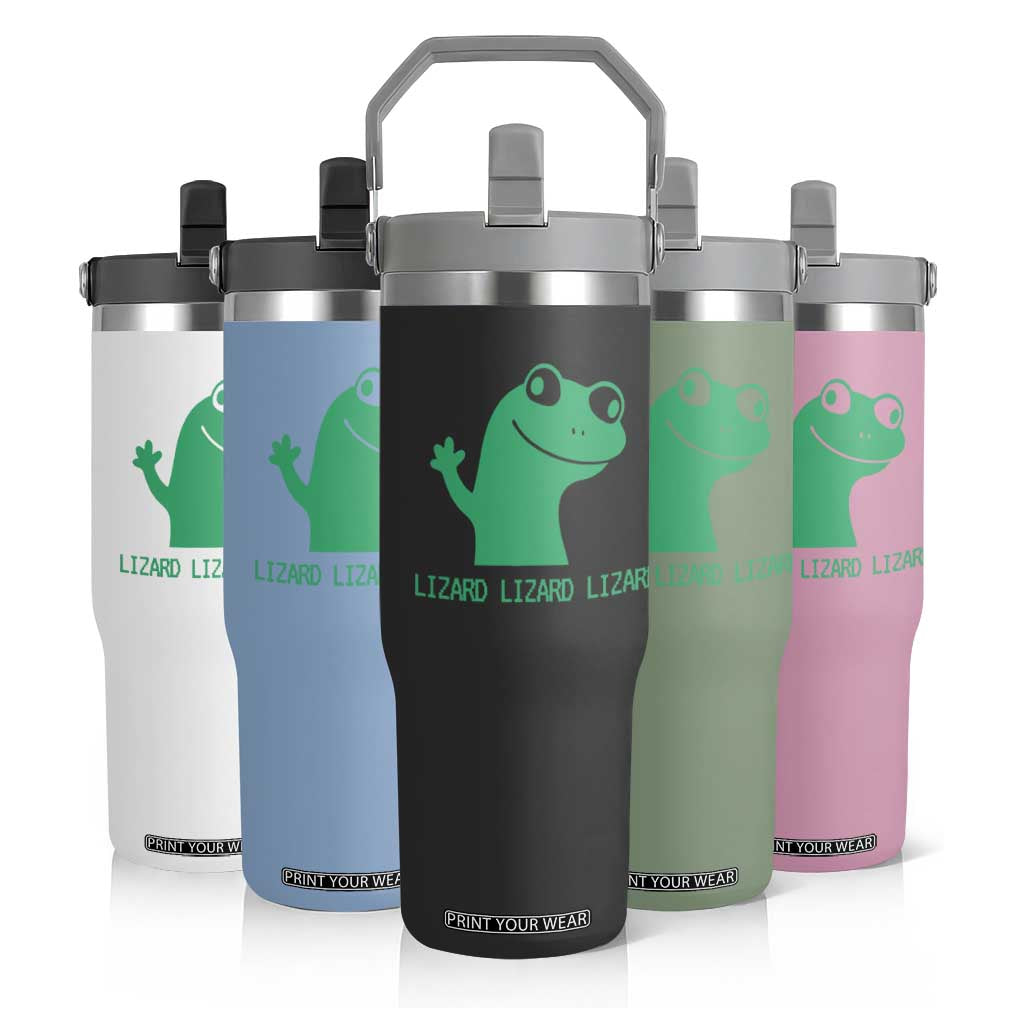 Funny Lizard Lizard Lizard Flip Straw Tumbler Weirdcore Gecko Reptile Meme TS02 Print Your Wear