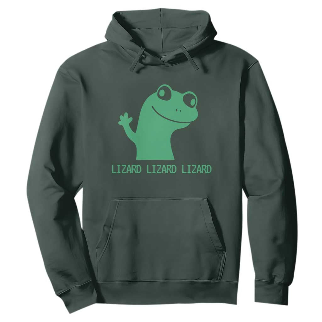 Funny Lizard Lizard Lizard Hoodie Weirdcore Gecko Reptile Meme TS02 Dark Forest Green Print Your Wear