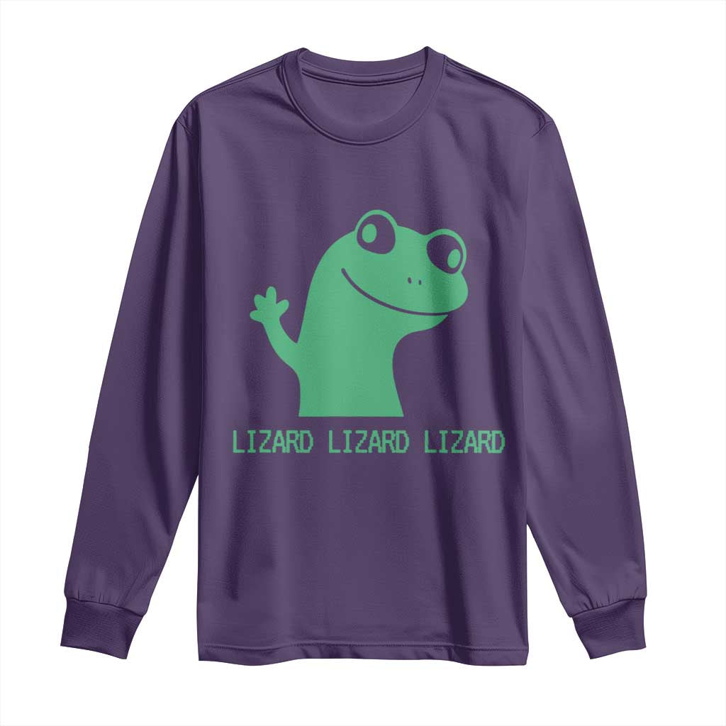 Funny Lizard Lizard Lizard Long Sleeve Shirt Weirdcore Gecko Reptile Meme TS02 Purple Print Your Wear