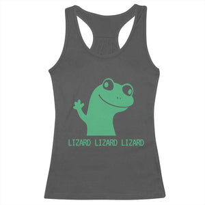 Funny Lizard Lizard Lizard Racerback Tank Top Weirdcore Gecko Reptile Meme TS02 Dark Heather Print Your Wear