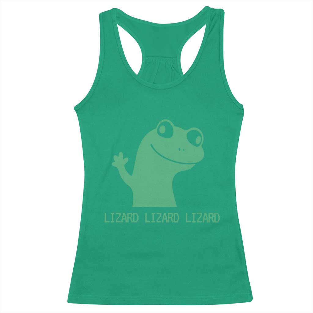 Funny Lizard Lizard Lizard Racerback Tank Top Weirdcore Gecko Reptile Meme TS02 Irish Green Print Your Wear