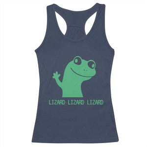 Funny Lizard Lizard Lizard Racerback Tank Top Weirdcore Gecko Reptile Meme TS02 Navy Print Your Wear